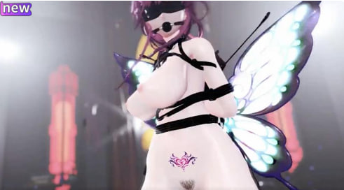 MMD紫发黑丝诱惑！极品骚货狂扭雪乳勾魂舞
