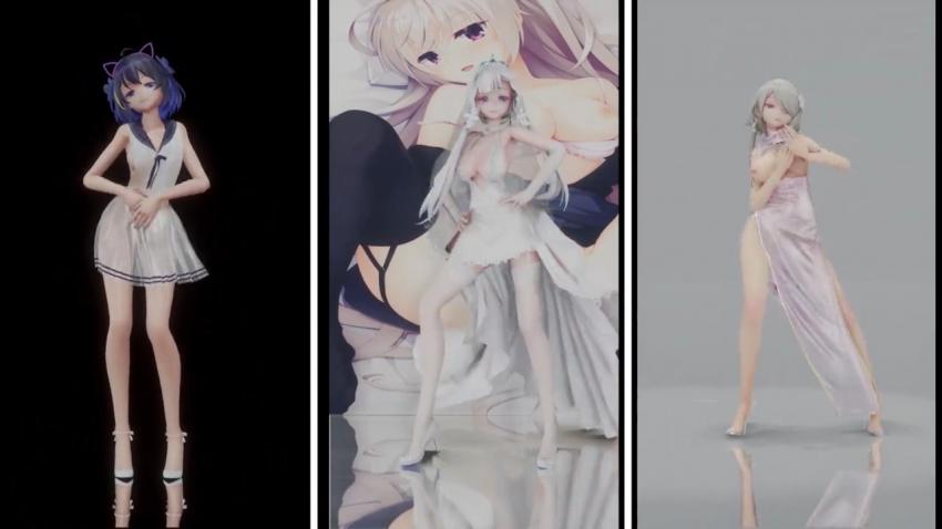 MMD：三只巨乳淫荡姐妹花，骚穴被轮流狂插高潮喷水淫叫不止